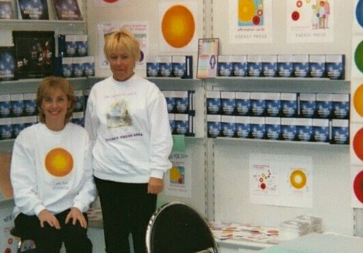 Alison (seated)  with her friend Nicole at The Frankfurt Book Fair in 2002
